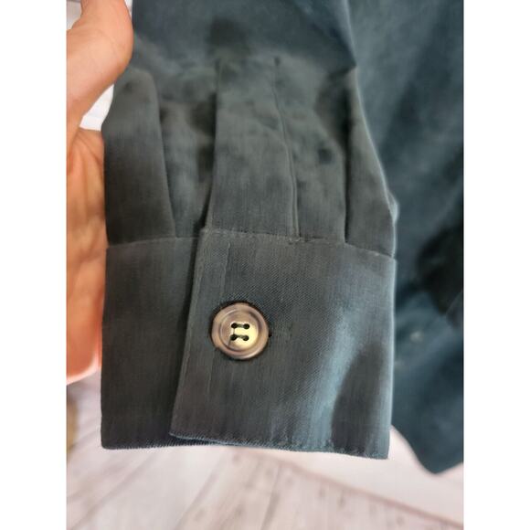 Talbots 2 Piece Suit Green Velvet Button Down Shirt & Dress Women's 6 Petite - Picture 12 of 15